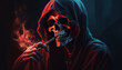 grim reaper the death smoking a cigarette . smoking addiction . anti smoking concept . Generative AI