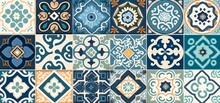 Seamless Colorful Patchwork Moroccan Tile. Motifs Majolica Pottery Tile. Portuguese And Spain Decor Wall And Floor Ceramic Tile Design, Generative AI
