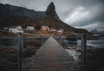 Wall Mural - Cloudy days in Reine