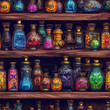 Magic potions seamless repeat pattern, colorful witch art [Generative AI]

