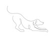 Silhouette of abstract dog as one line drawing on white background.