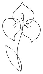 Poster - Iris one line drawing. Continuous line flower. Hand-drawn illustration for logo, emblem and design card, poster.