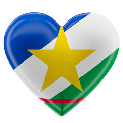 Sticker - Flag of the Brazilian state of Roraima in the shape of a heart in 3d render