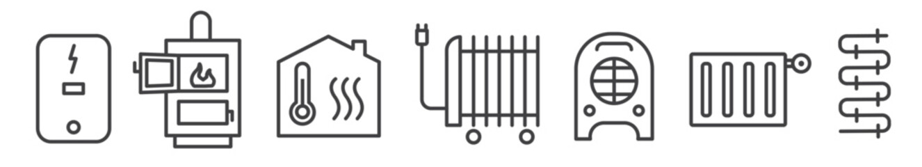 Wall Mural - Heating icons set - vector illustration