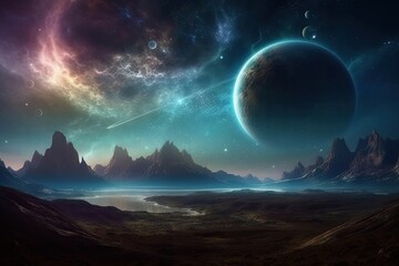 Wall Mural - planets in space. generative ai.