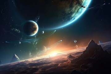 Wall Mural - planets in space. generative ai.