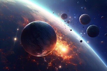 Wall Mural - planets in space. generative ai.