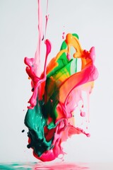 Wall Mural - a close up of a colorful liquid pouring into a glass. generative ai image.