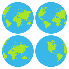 Poster - Earth globe icon set. World icon in different positions, planet.