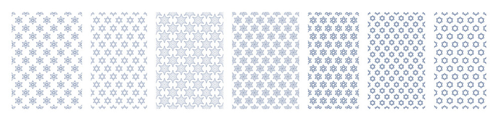 Jewish seamless pattern with line six-pointed David stars in internet retro modern style vector illustration