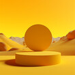 Concept art for a 3D empty podium yellow background. Without a subject, the design exudes a romantic aura. 