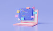 © Nostagrams - Web development concept. Creation digital Software on web via laptop, Programming and engineering development, coding and programming language, software developer. 3d minimal render illustration