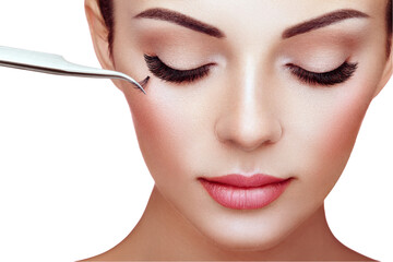 Wall Mural - beautiful woman with extreme long false eyelashes. eyelash extensions. makeup, cosmetics. beauty, sk