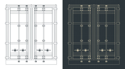 Wall Mural - Cargo container blueprints