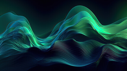 abstract background with blue and green waves, created by using generative AI tools 