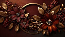 A Background With Flowers Of Fire Garnet Blooms And Bronze Accents - Flowers In The Style Of Fire Garnet And Bronze Accents With Empty Copy Space - Wallpaper Created With Generative AI Technology