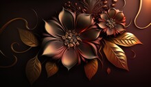 A Background With Flowers Of Fire Garnet Blooms And Bronze Accents - Flowers In The Style Of Fire Garnet And Bronze Accents With Empty Copy Space - Wallpaper Created With Generative AI Technology