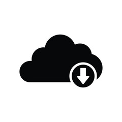 Fototapete - Cloud download icon. Download icon, digital cloud, music, video upload, media application, phone, computer. Cloud computing concept . Data storage