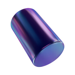 Aufkleber - 3d holographic geometric shape cylinder. Metal simple figure for your design on isolated background. Vector illustration	
