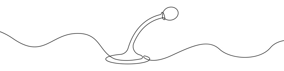 Poster - Microphone linear drawn continuous icon. Microphone one line vector black. Linear design of microphone vector.