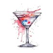 © HandmadePictures - Vodka Martini Cocktail isolated on white drawn with watercolor (generative AI)