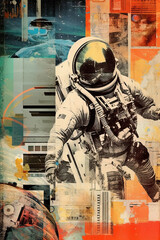 a collage of a man in an astronaut suit