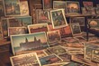 Vintage postcards and stamps collected. (Generative AI)