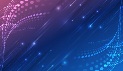 Leinwandbilder - Futuristic red-blue stripes with arrows. Modern high-tech background for presentations and websites. Shiny moving design element. Abstract background with glowing dynamic lines.