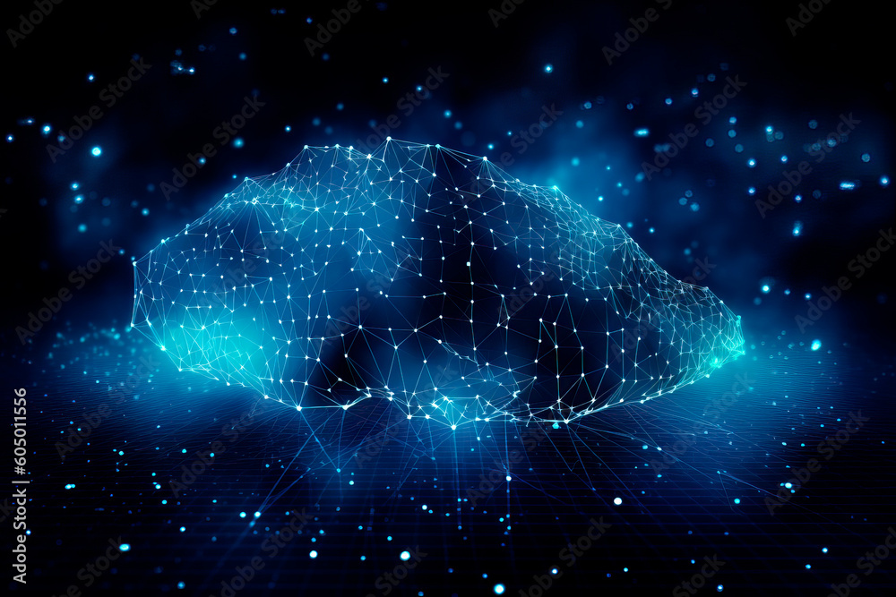 data transfer cloud computing technology concept. There is a large ...