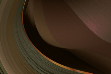 Brown Color strip wave paper with gold line. Abstract texture background.