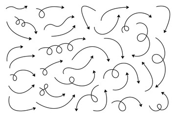 Wall Mural - curved arrows. set of vector hand drawn arrows. collection of pointers.