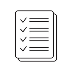 Wall Mural - Checklist vector icon in line art style. Document icon, questionnaire icon. Text document vector icon, design element.