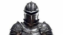 A Medieval Suit Of Armor Isolated On White Background. Generative AI