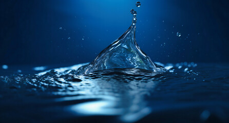 a blue background showing a splashing water drop