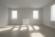 © Bogdan.Vision - empty room illuminated by the rays of the sun, presentation, advertising. Generative AI