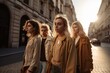 © Oleksandr Kozak - A group of fashion and stylish young models posing on streets during sunlight. Generative Ai