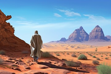 Colorful Journey: Moses in the Desert. generative AI