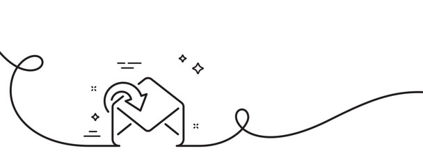 Poster - receive mail download line icon. continuous one line with curl. incoming messages correspondence sig