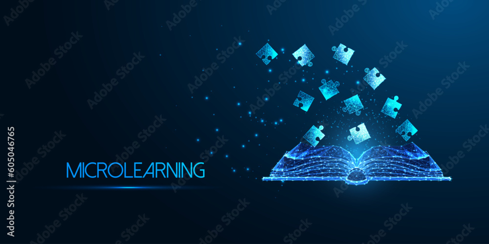 Micro Learning Books Microlearning, gamification in education futuristic concept with open ...