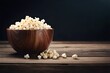 wooden bowl of bowl of popcorn