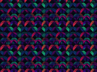 Seamless pattern background of neon colored curved shapes. Trendy wrapping paper modern and contemporary style. Ai generated.