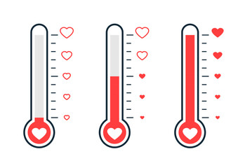 Wall Mural - fundraising thermometer with heart at different levels icon. clipart image isolated on white backgro