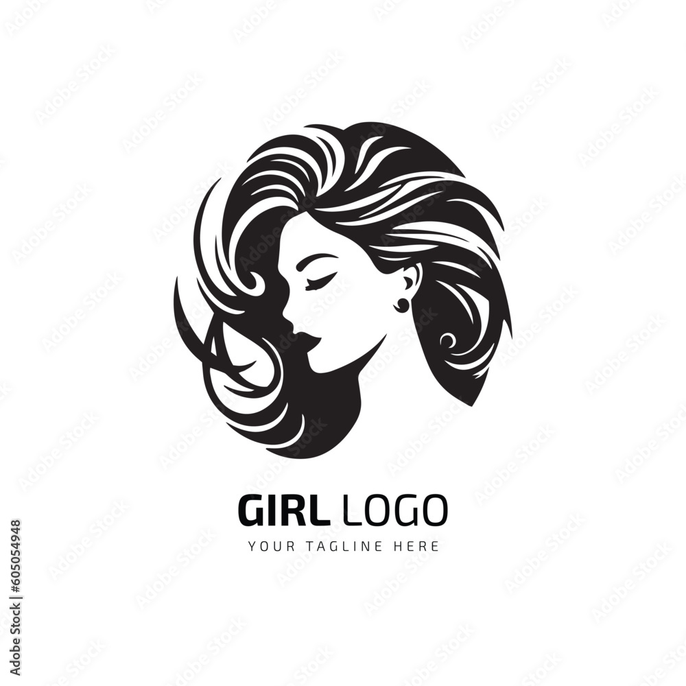 Jewelry logo symbol design with beautiful woman portrait and Unique ...
