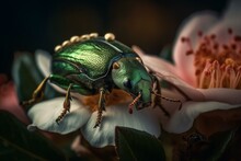 Rose Chafer, Also Known As Cetonia Aurata. Generative AI