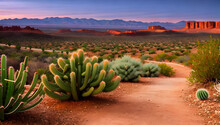 Image Of Desert And Cactus