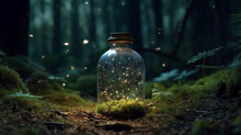 Bottle Of Magic Potions In Magical Forest