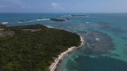 Wall Mural - Aerial drone view of a beach in isolated Cayo Icacos Puerto Rico island