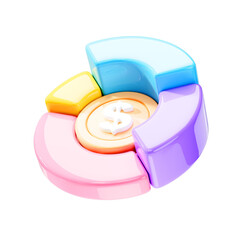 Wall Mural - donut chart with dollar coin, pie chart finance analysis icon