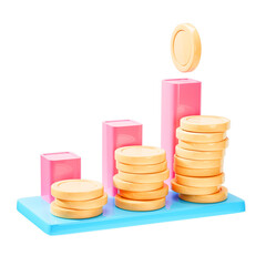 Wall Mural - coins and diagram, chart or graph, finance analysis icon