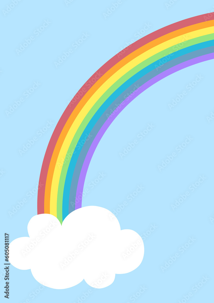 Ilustración de Stock 虹のかかる青空と白い雲のイラスト背景素材 | Adobe Stock